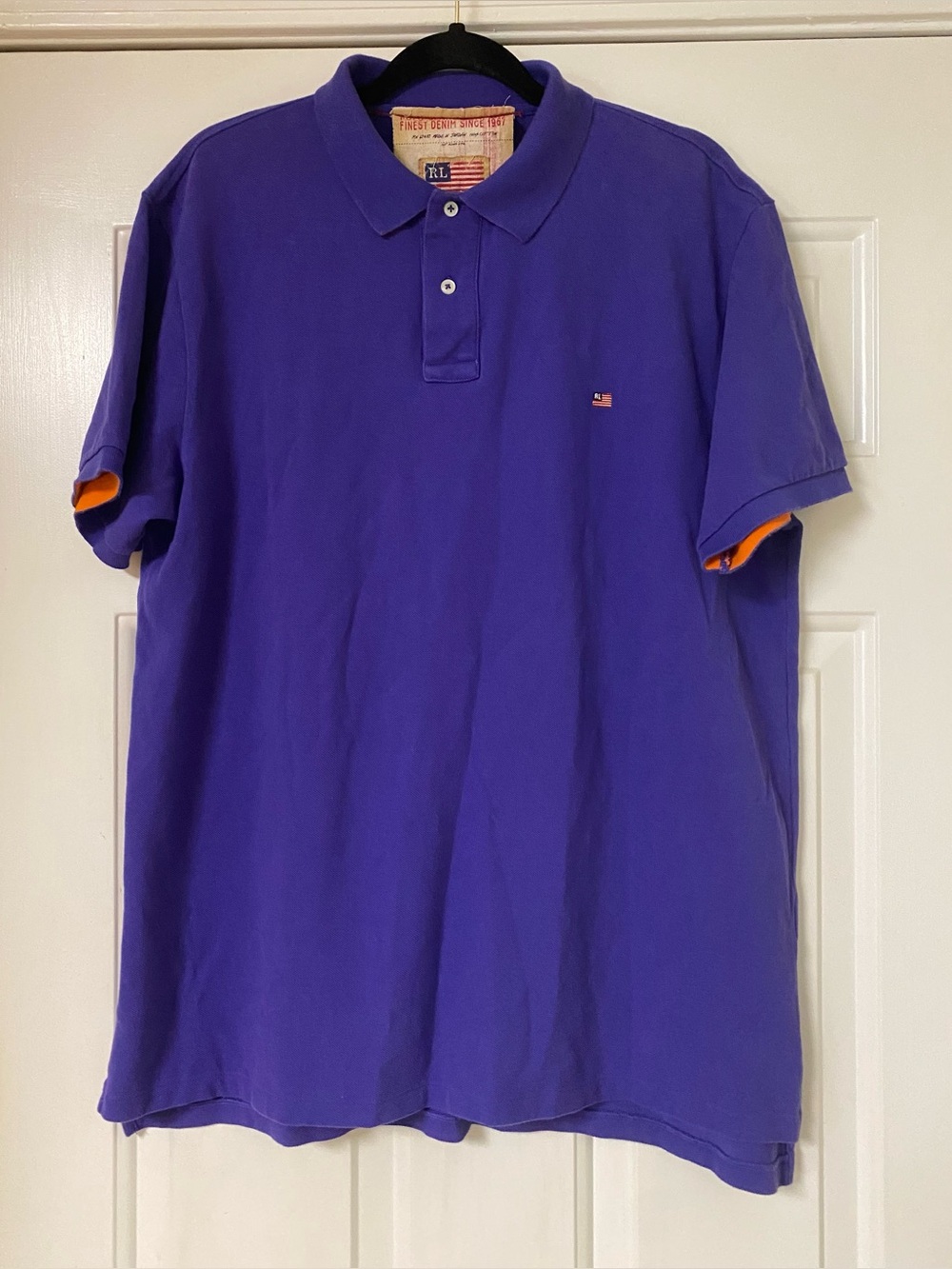 Ralph Lauren Purple Polo with Orange Sleeve Trim NWOT